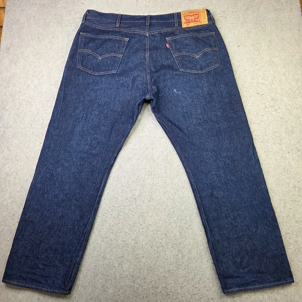 Levi's 501 Regular Straight Fit Button Fly Jeans Mens 42x30 Dark Wash